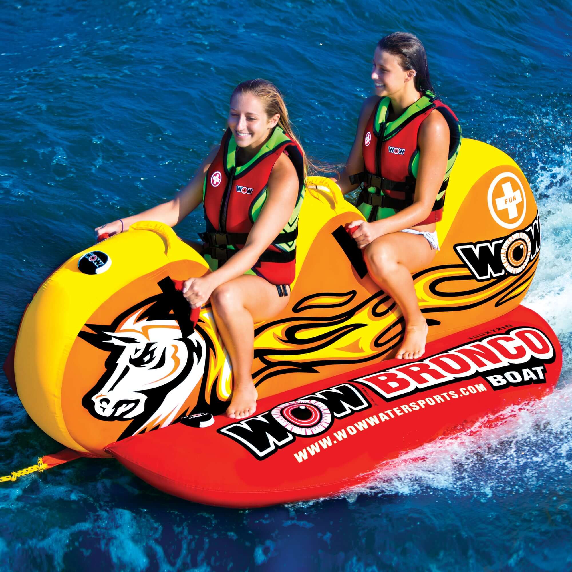 WOW Sports Bronco Boat 2 Person Towable Water Tube For Pool and Lake (14-1050)