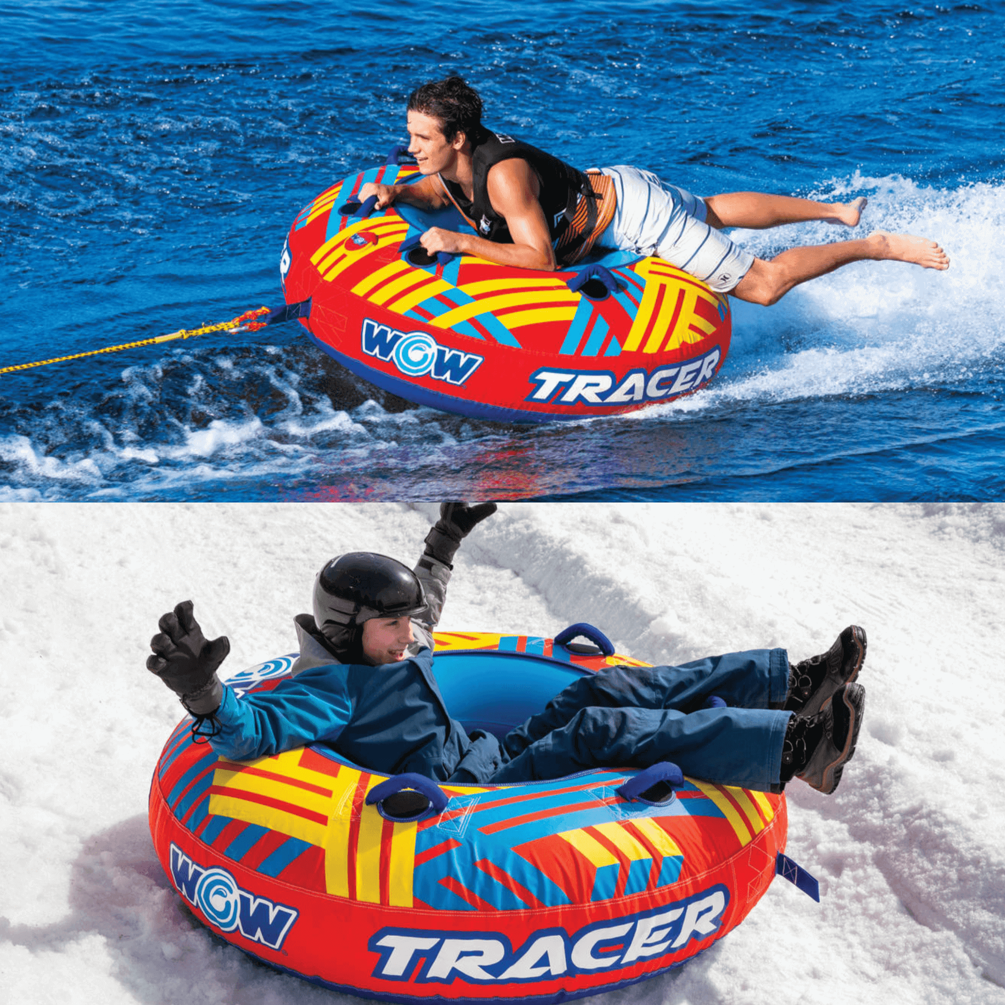 WOW Sports Tracer Snow Tube Towable for Summer & Winter Action