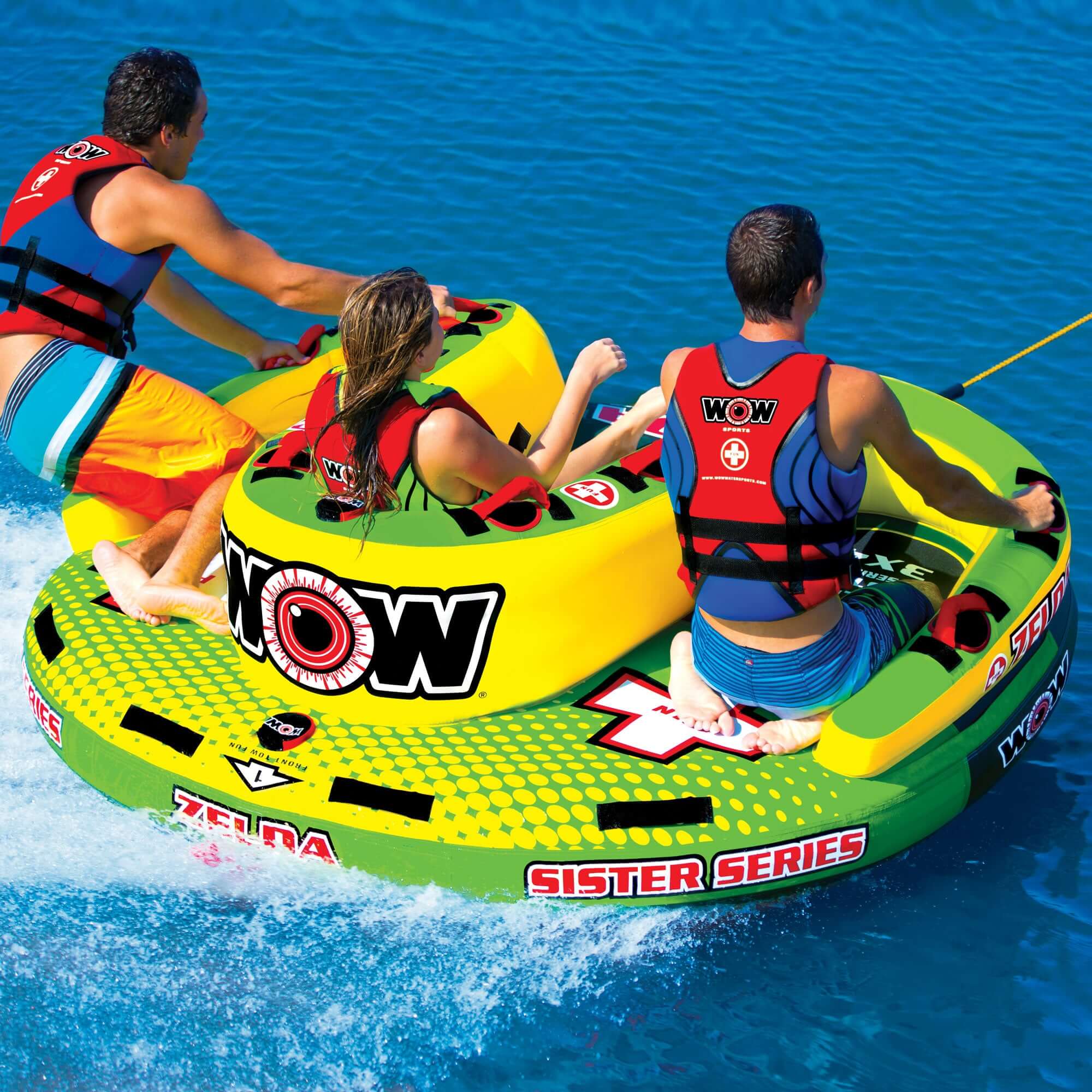 WOW Sports Zelda 1-3 Person Towable Water Tube For Pool and Lake (15-1070)
