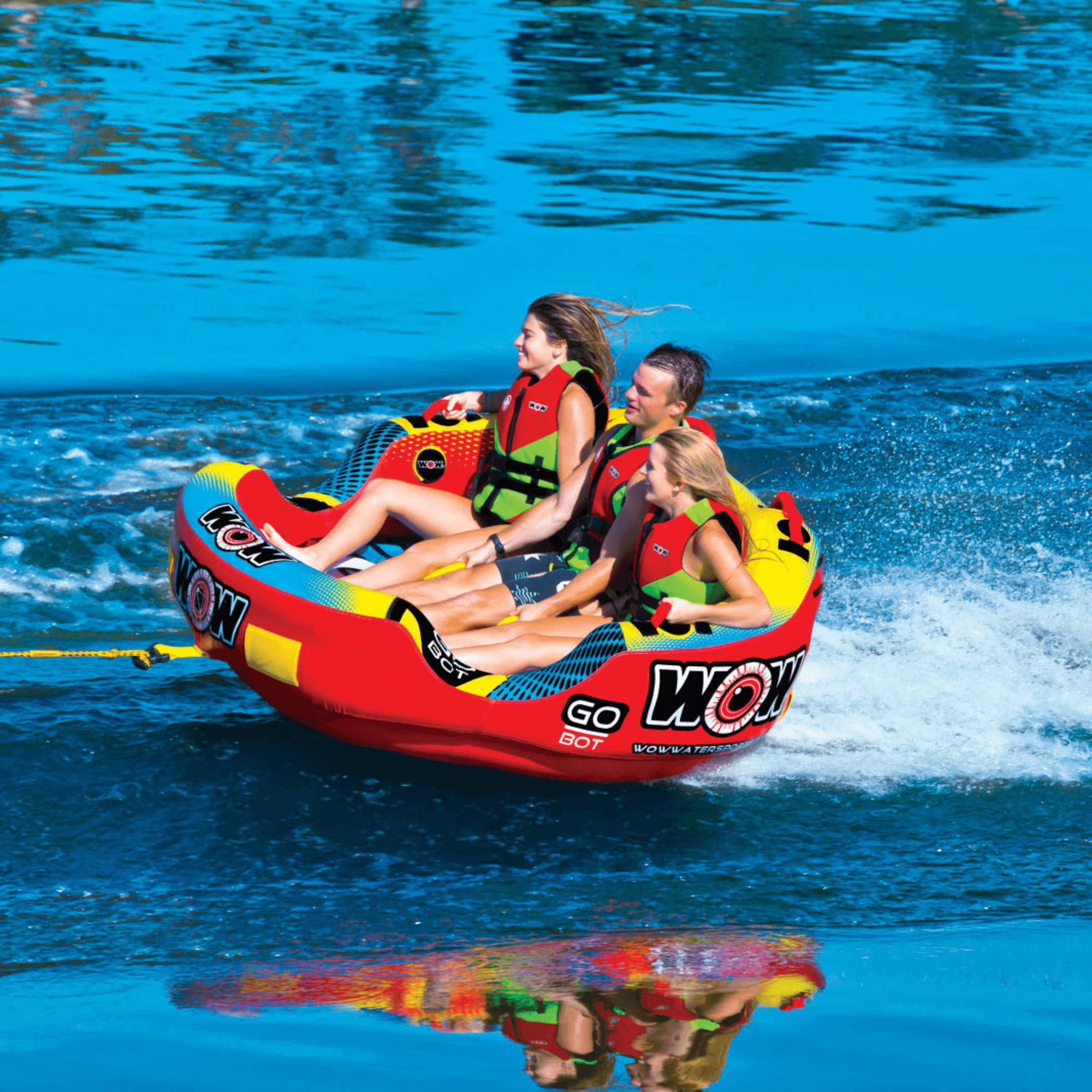 WOW Watersports Go Bot 3 Person Towable Water Tube For Pool and Lake (18-1050)
