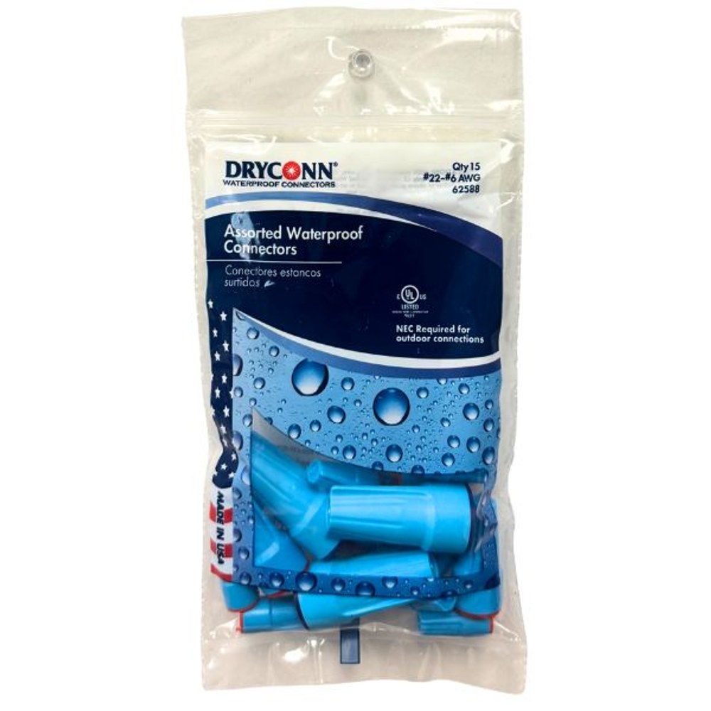 Dryconn Waterproof Connectors - 15Pack Assorted Sizes - Outdoor Connectors