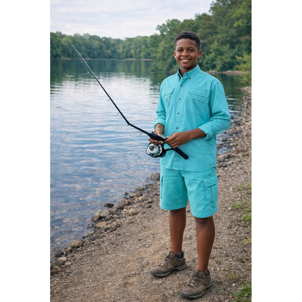Banana Boat Kids UPF 50+ Long Sleeve Outdoor Fishing Shirt - AQUA