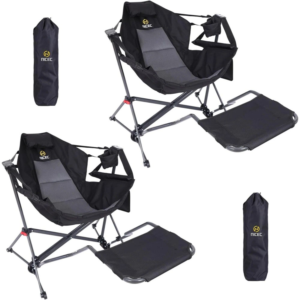 Nice C Hammock Camping Chair with Stand, High Back, Footrest, Cup Holder & Side Pocket - 2 pack