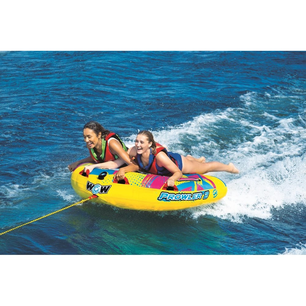 WOW Sports Prowler Towable 2 Person 2P Starter Kit with 12V Pump & 2K Tow Rope (22-WTO-3991-X)