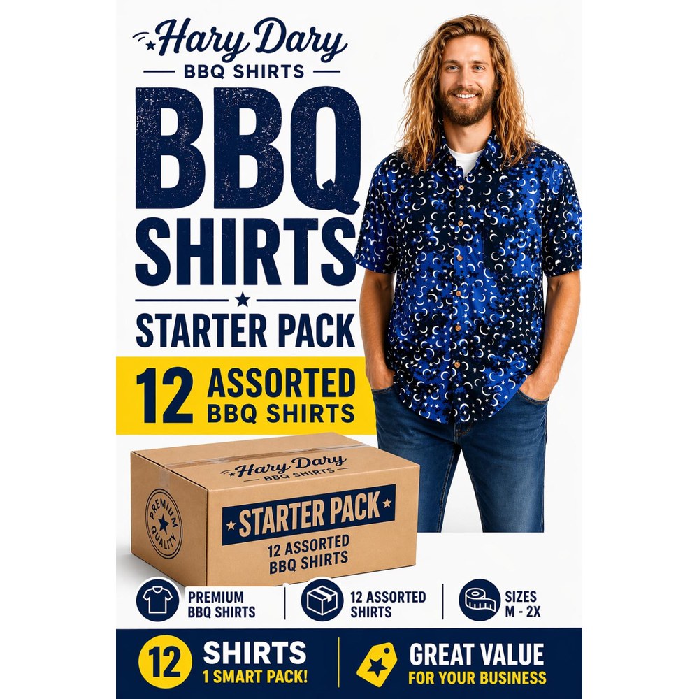 Wholesale Lot of 12 Assorted Hary Dary Men's Button Down Camp Shirts