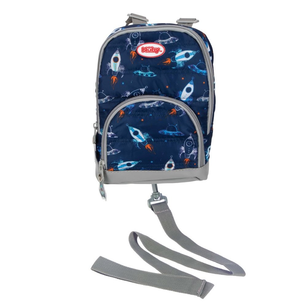 12 Wholesale Nuby Quilted Backpack With Safety Harness Leash/ Space Rocket