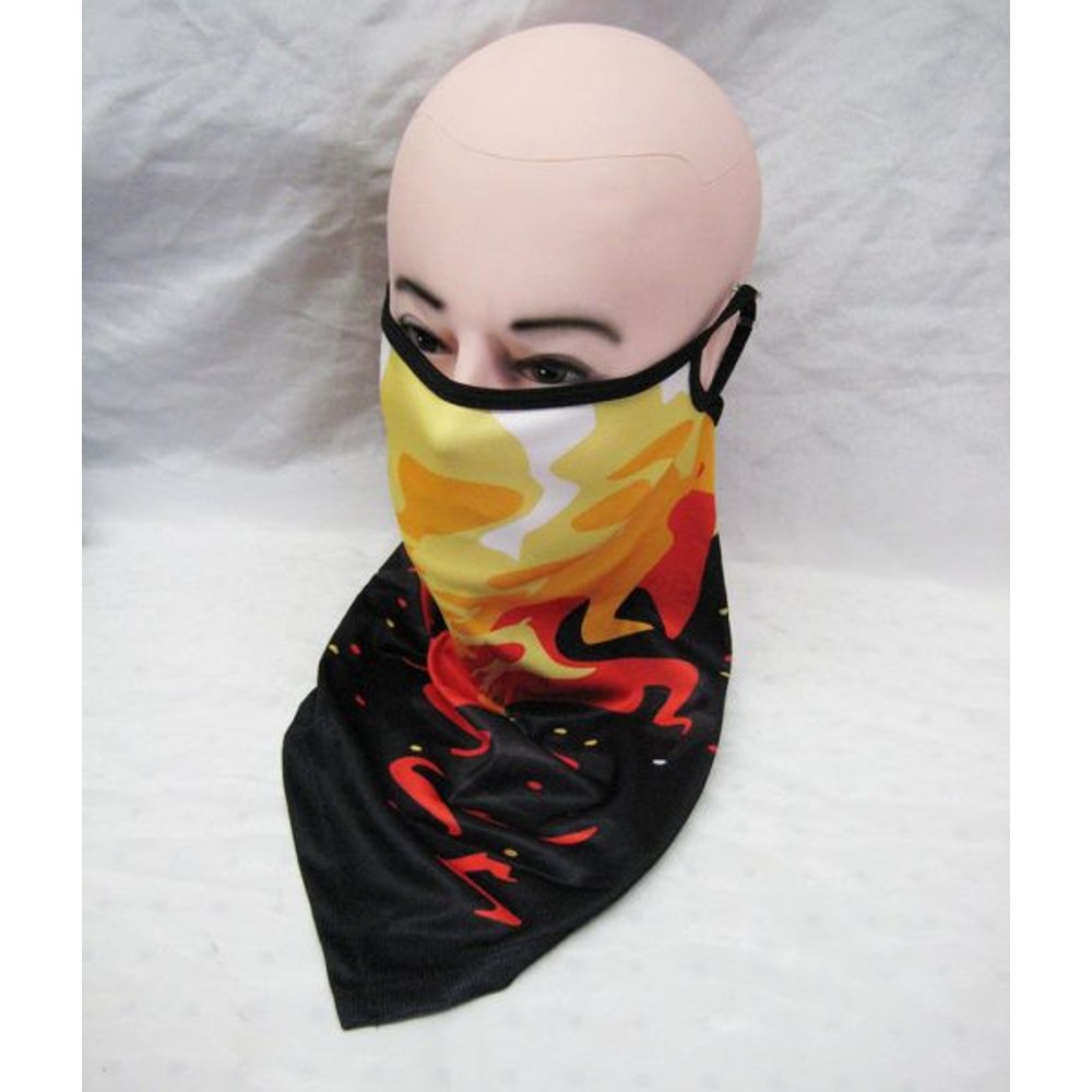 48 Wholesale Ear Loops Face Balaclava Warm Neck Gaiter Outdoor Uv Dust Wind Face Scarf Fire Print