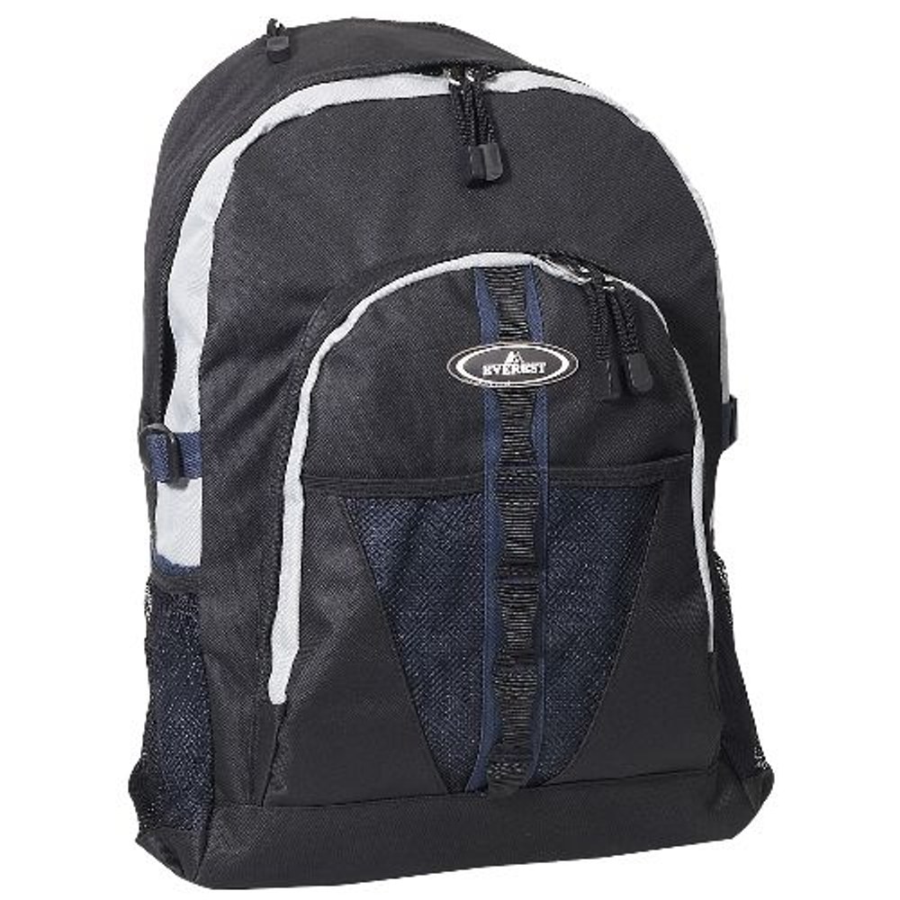 30 Wholesale Backpack w/ Dual Mesh Pocket in Black/Navy