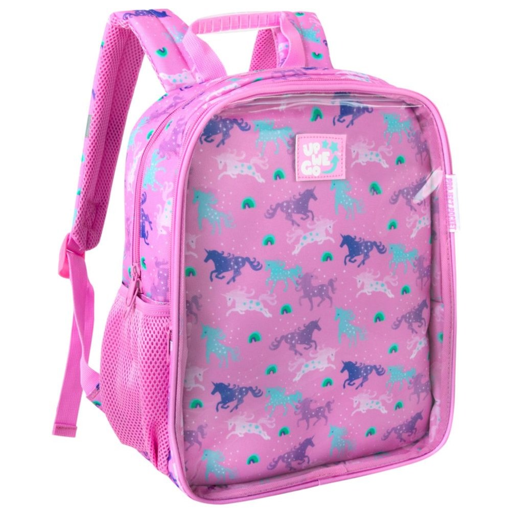 24 Wholesale Toddler Printed Backpack W Large Front Clear Pocket Unicorn