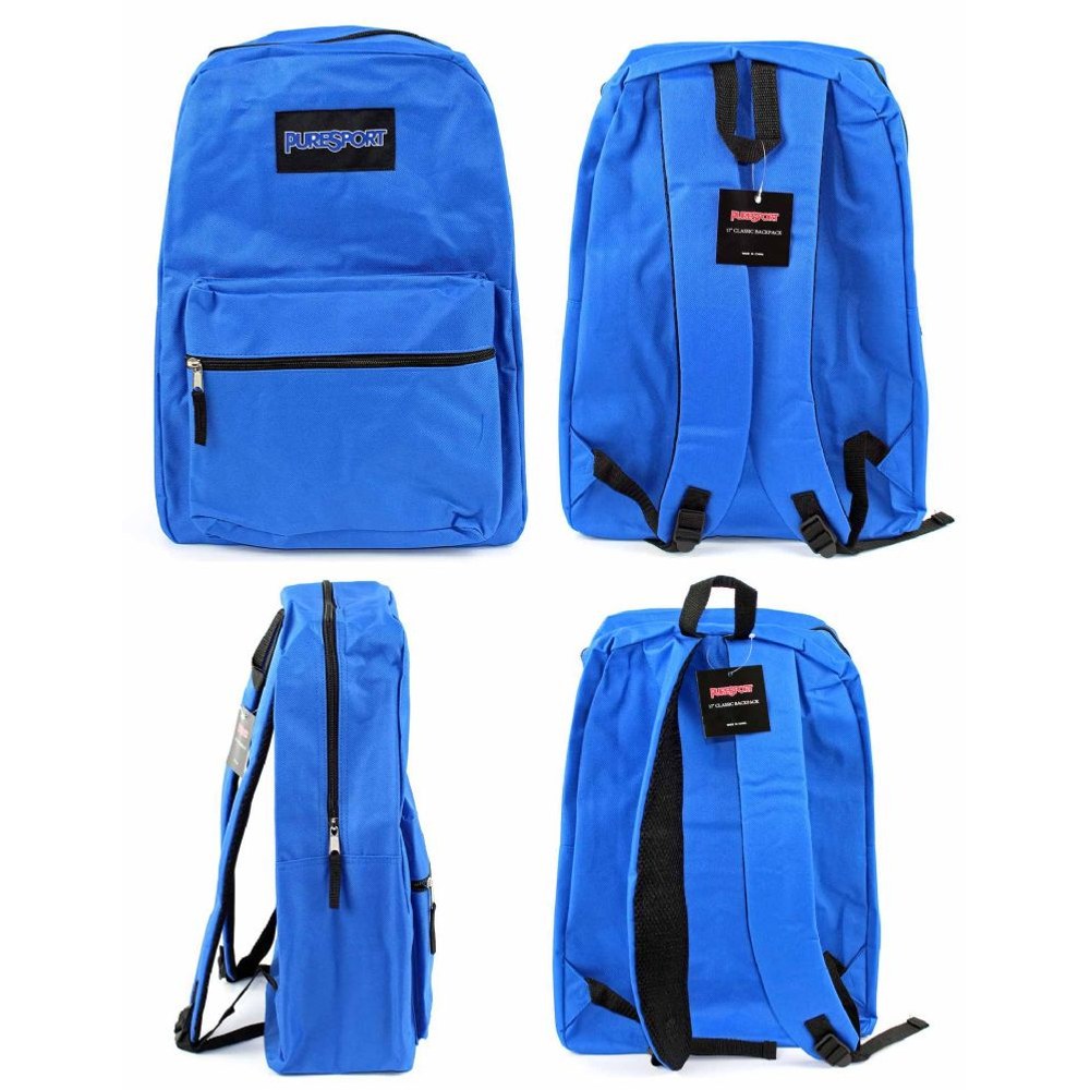 12 Wholesale 15" Classic Puresport Backpacks - Blue
